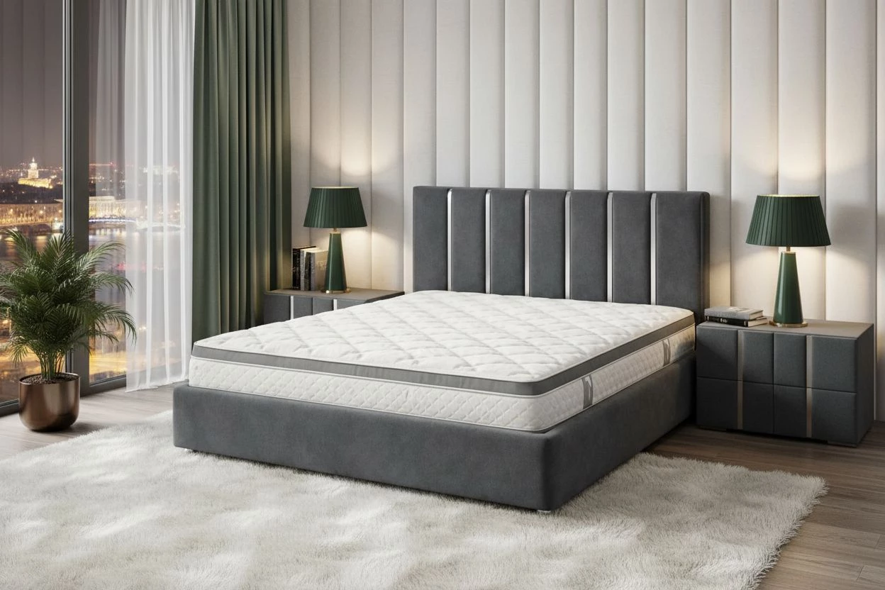 Кровать Белонна-декор Микровелюр Storm серебристый серый (120x200)