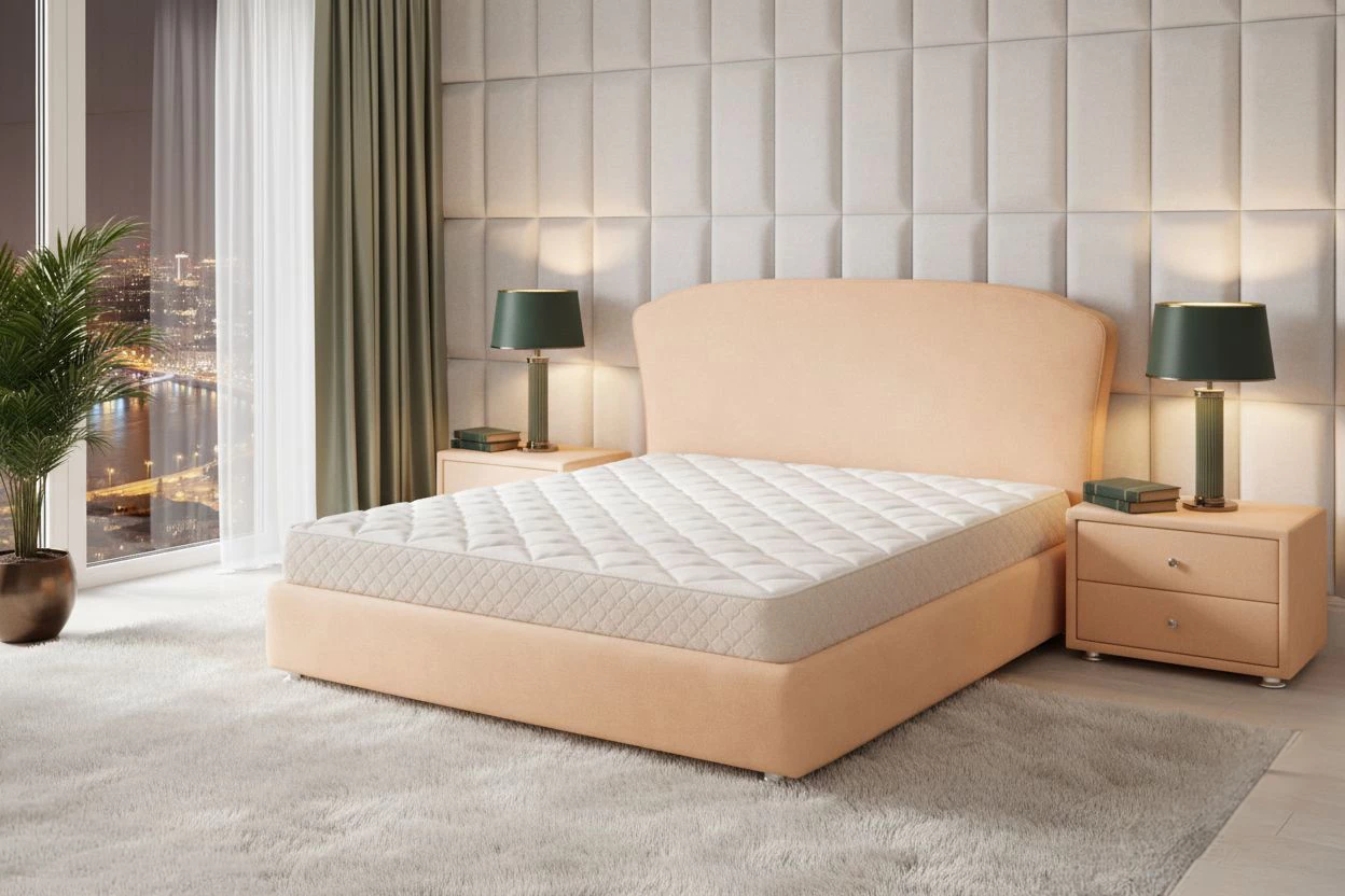 Кровать Ванесса Велюр Тедди песочный (120x200)