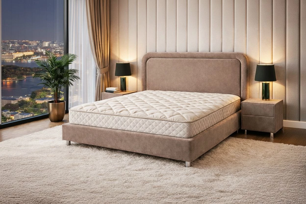 Кровать Луция Велюр Тедди песочный (120x200)