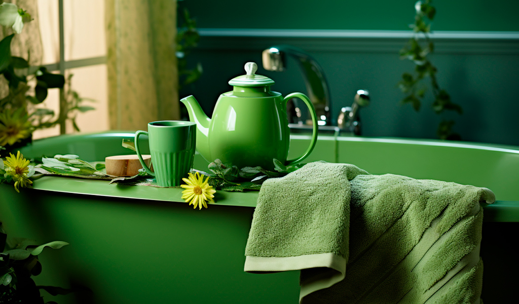 Ванна и чашка травяного чая